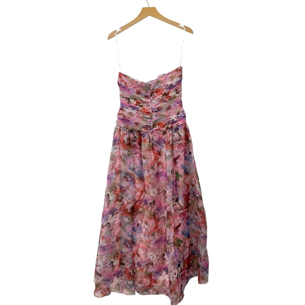 Lulus Kasandra Pink Multi Floral Organza Drop Waist Maxi Dress size M NWT - Picture 4 of 6